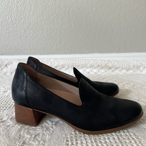 Dansko Preston Burnished Nubuck Black Loafer Wood Block Heel Size 7 Workwear - Picture 7 of 12